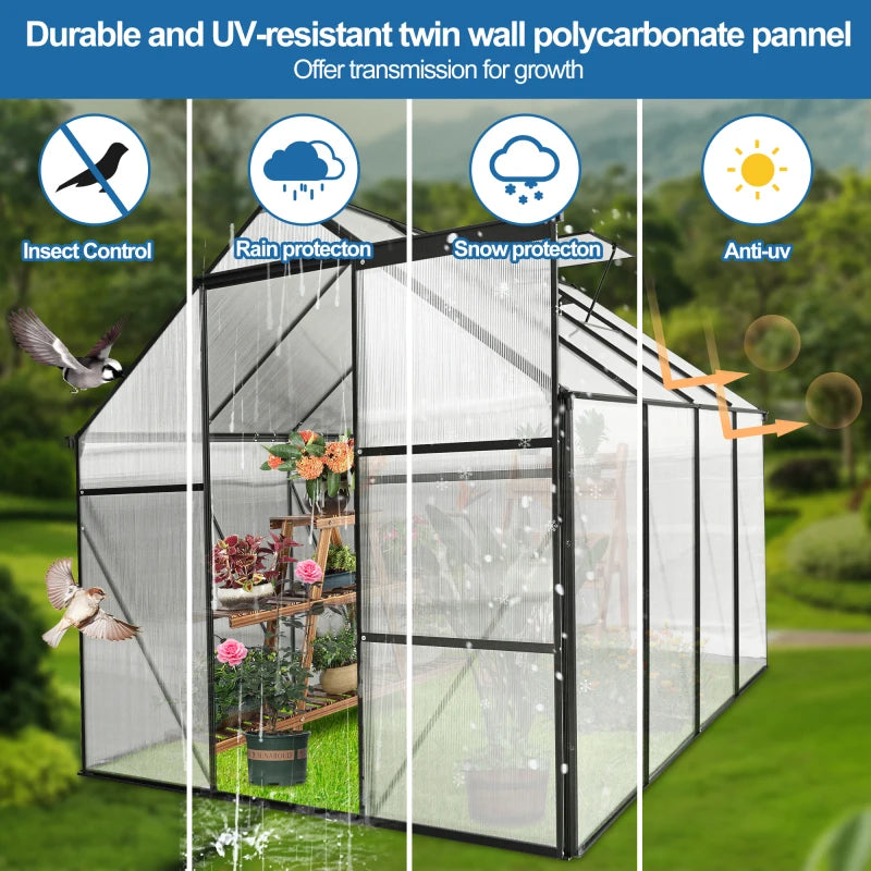 6x8 FT Polycarbonate Greenhouse