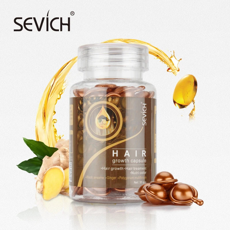 Sevich 2PCS/Set Ginger Hair Growth Capsules Vitamin Oil For Hair Loss Repair Treatment Damaged Hair Black Hair Serum