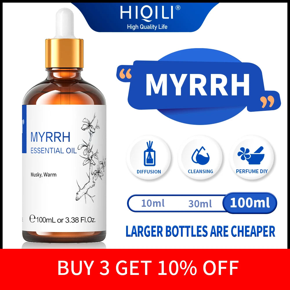 HIQILI 100ML Myrrh Essential Oils,100% Pure Nature