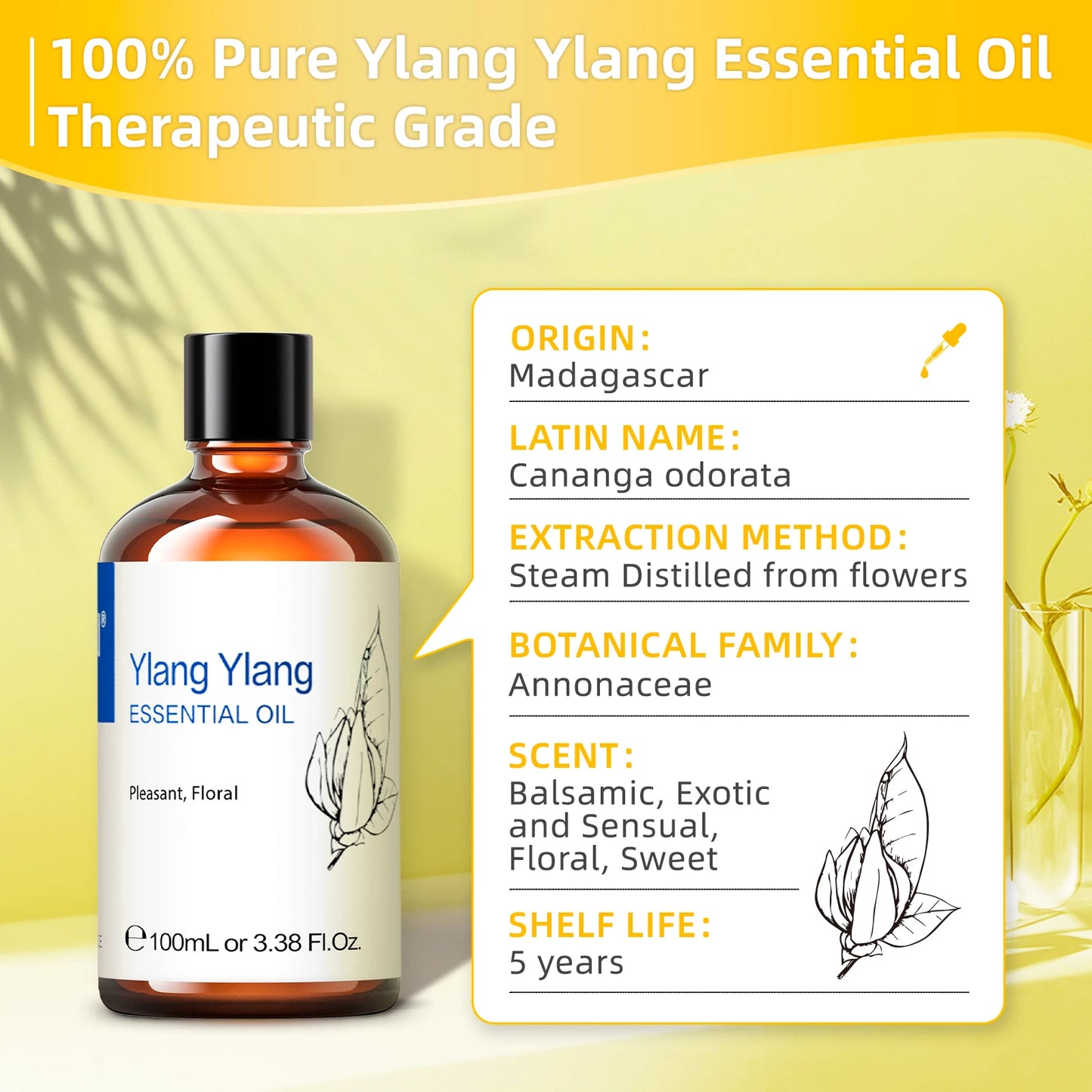 HIQILI 100ML Ylang Ylang Essential Oil