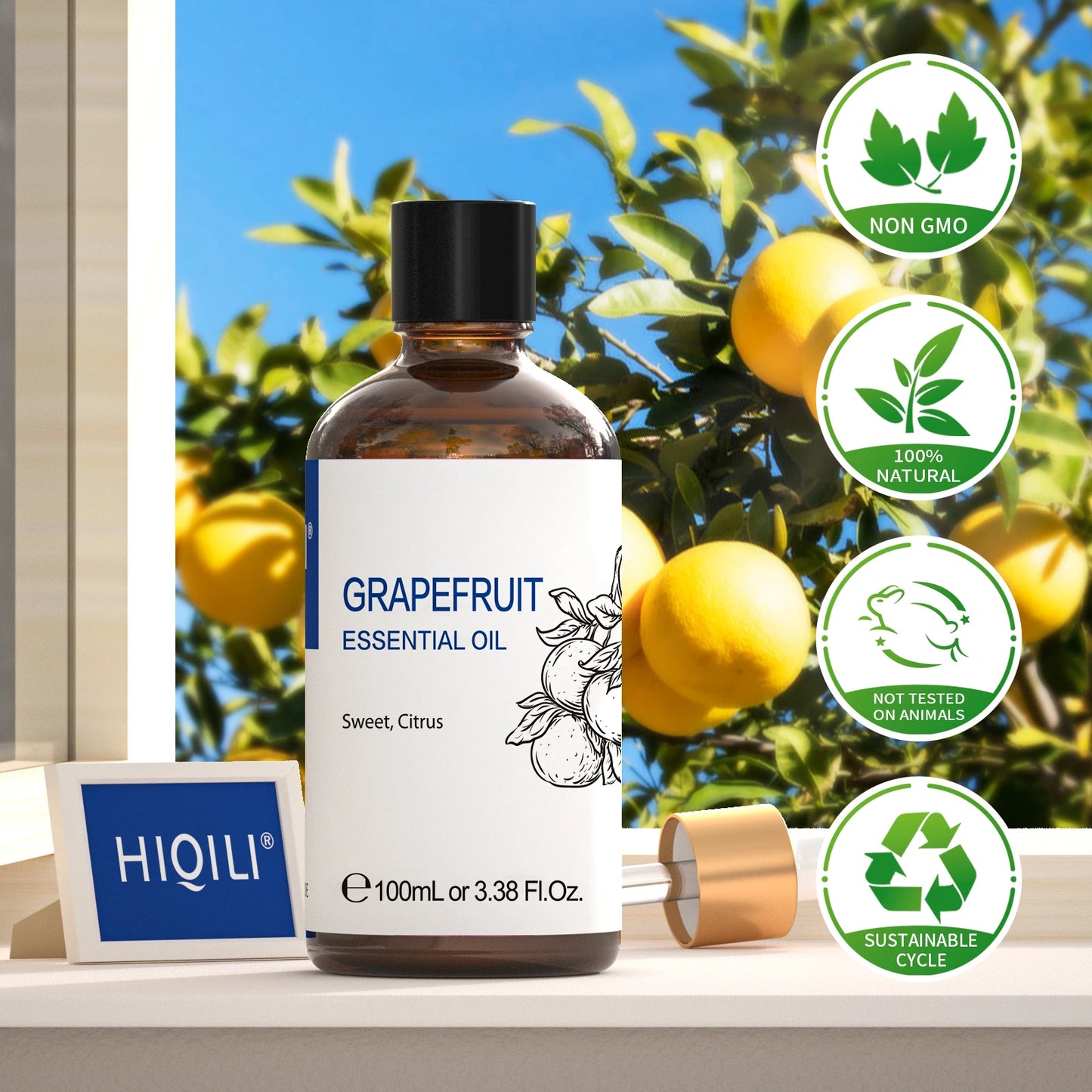 HIQILI 100ML Grapefruit Essential Oils,100% Pure Nature