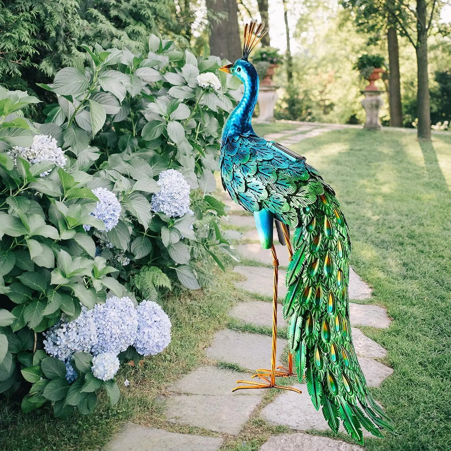 Outdoor Solar Peacock Metal Garden Decor