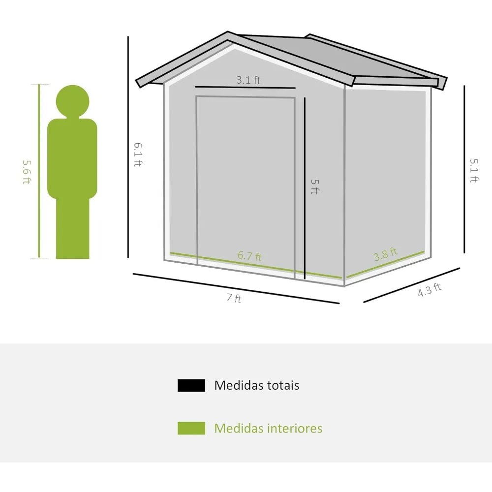 7' x 4' Outdoor Storage Shed with Foundation