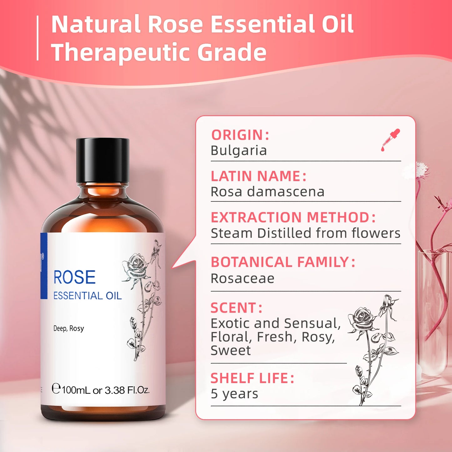 HIQILI 100ML Rose Essential Oil