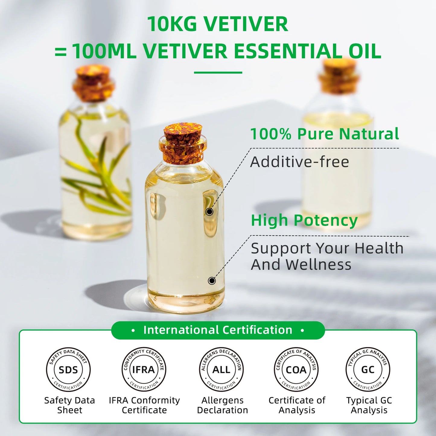 HIQILI 100ML Vetiver Essential Oils,100% Pure Nature