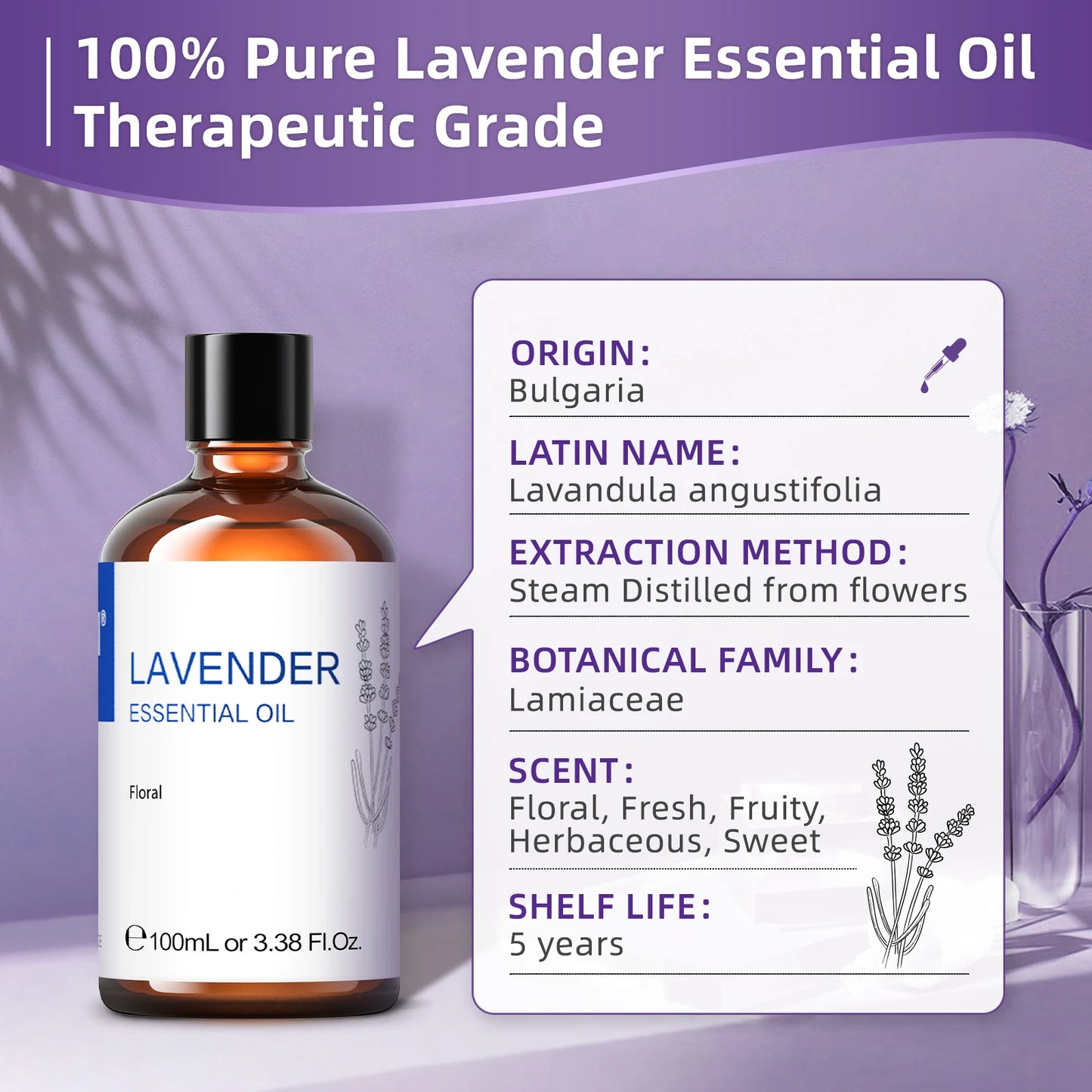 HIQILI 100ML Lavender Essential Oil