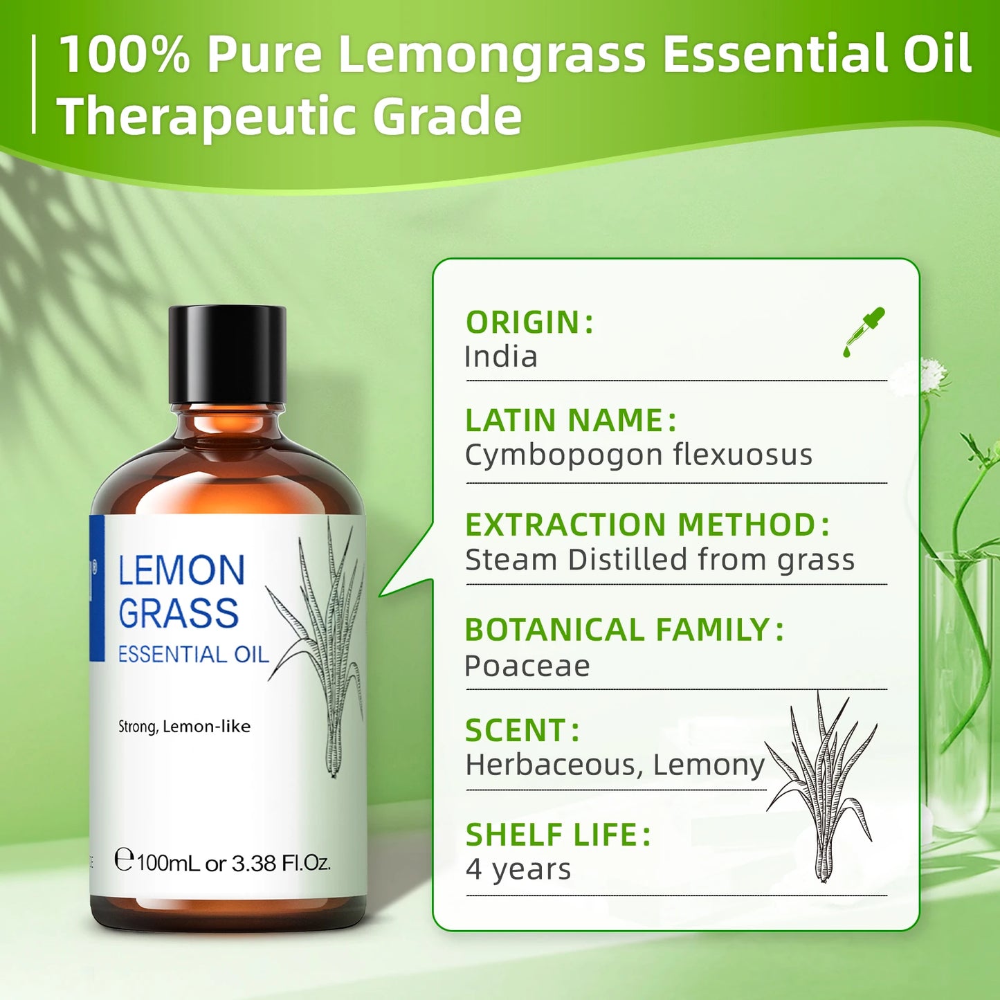 Lemongrass Essential Oil,100% Pure Nature