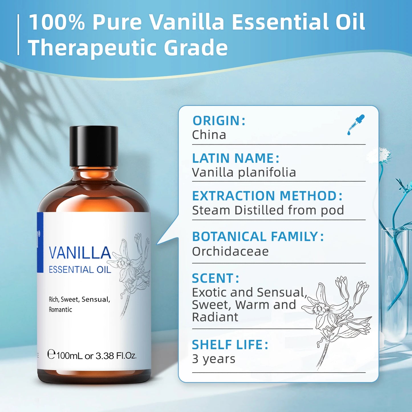 HIQILI 100ML Vanilla Essential Oil